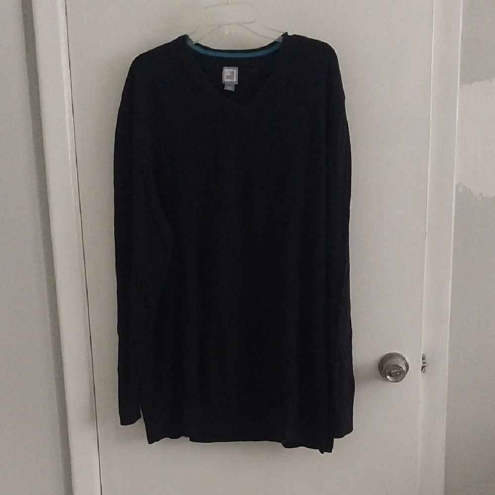 JCPenney Black V-Neck Sweater Timeless Knit Design